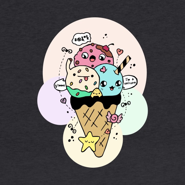 Cute Icecream Kawaii Illustration by ArtsByNaty